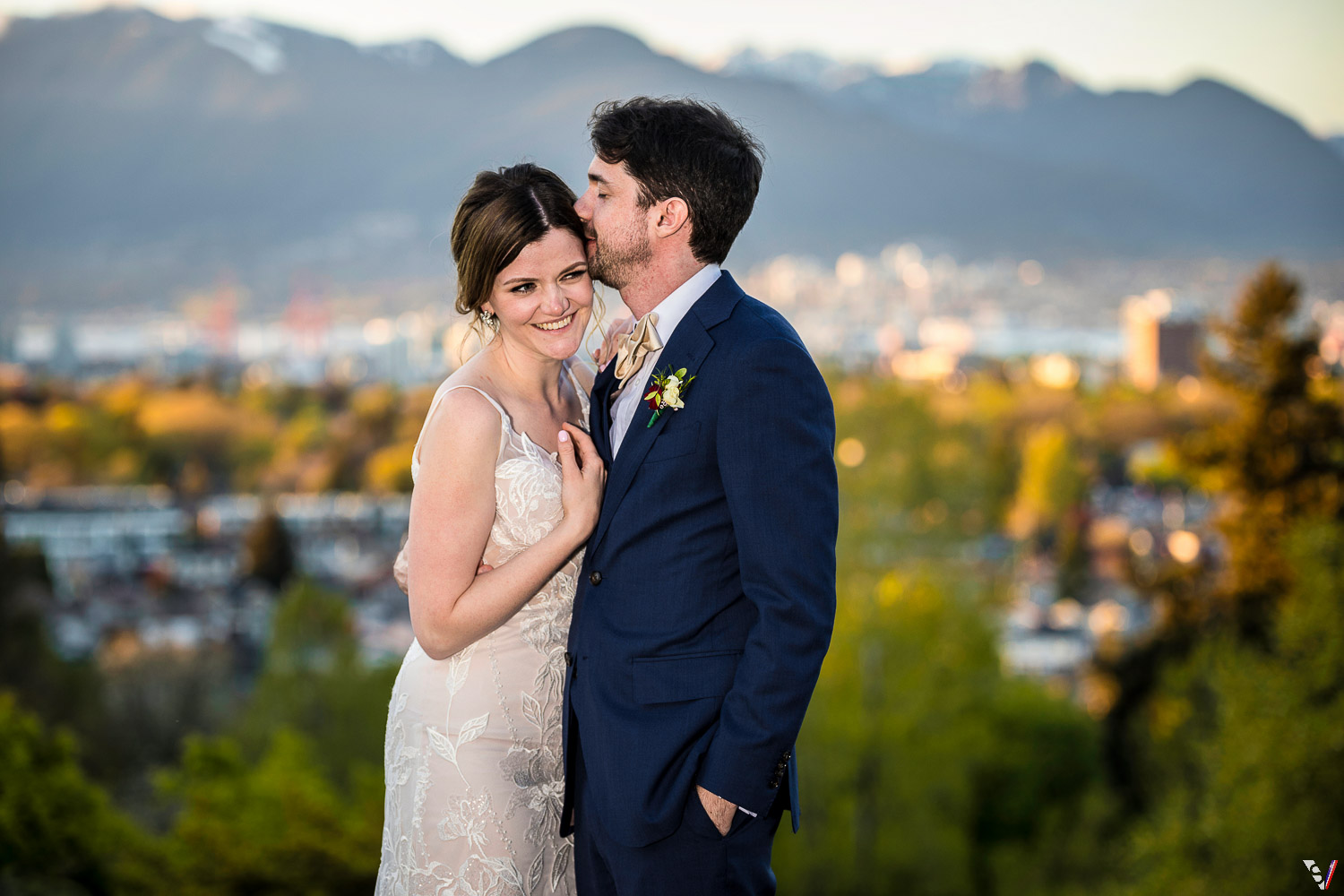 Sunset photo married couple at QE park Vancouver