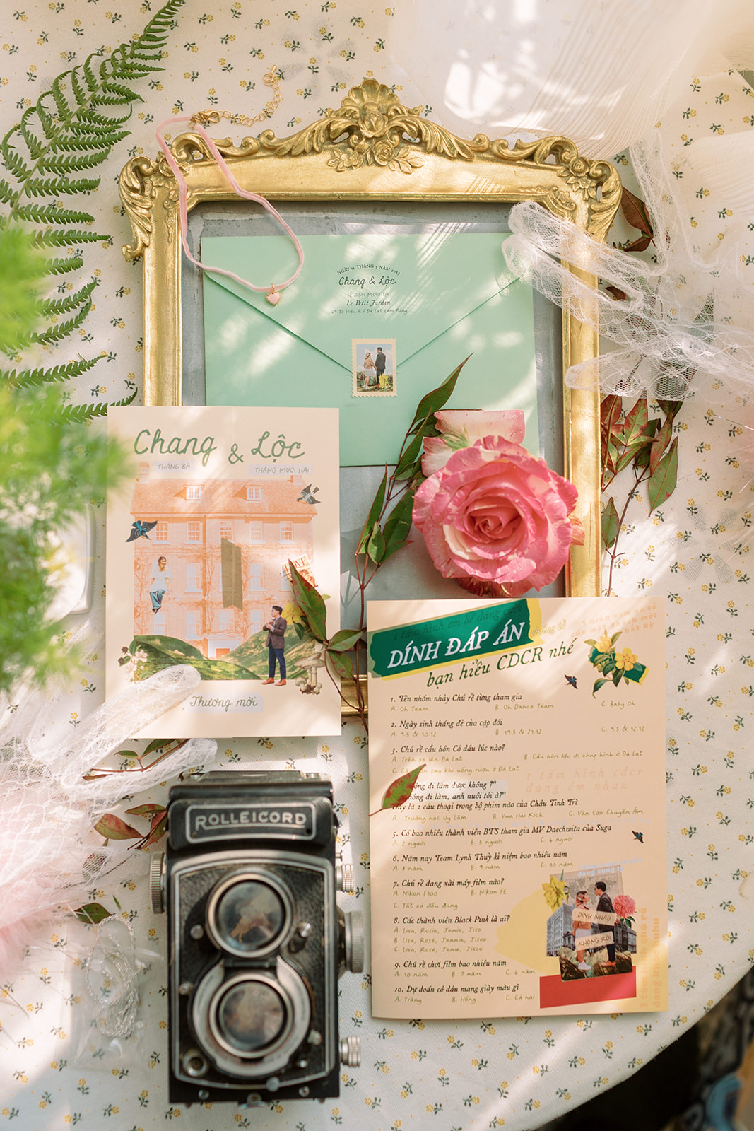 Wedding stationeries of an analog film lover couple in Dalat