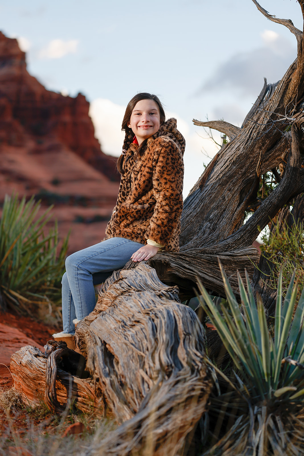 Sedona classic teenager portrait photographer in the red rocks at sunset Heather Kadar