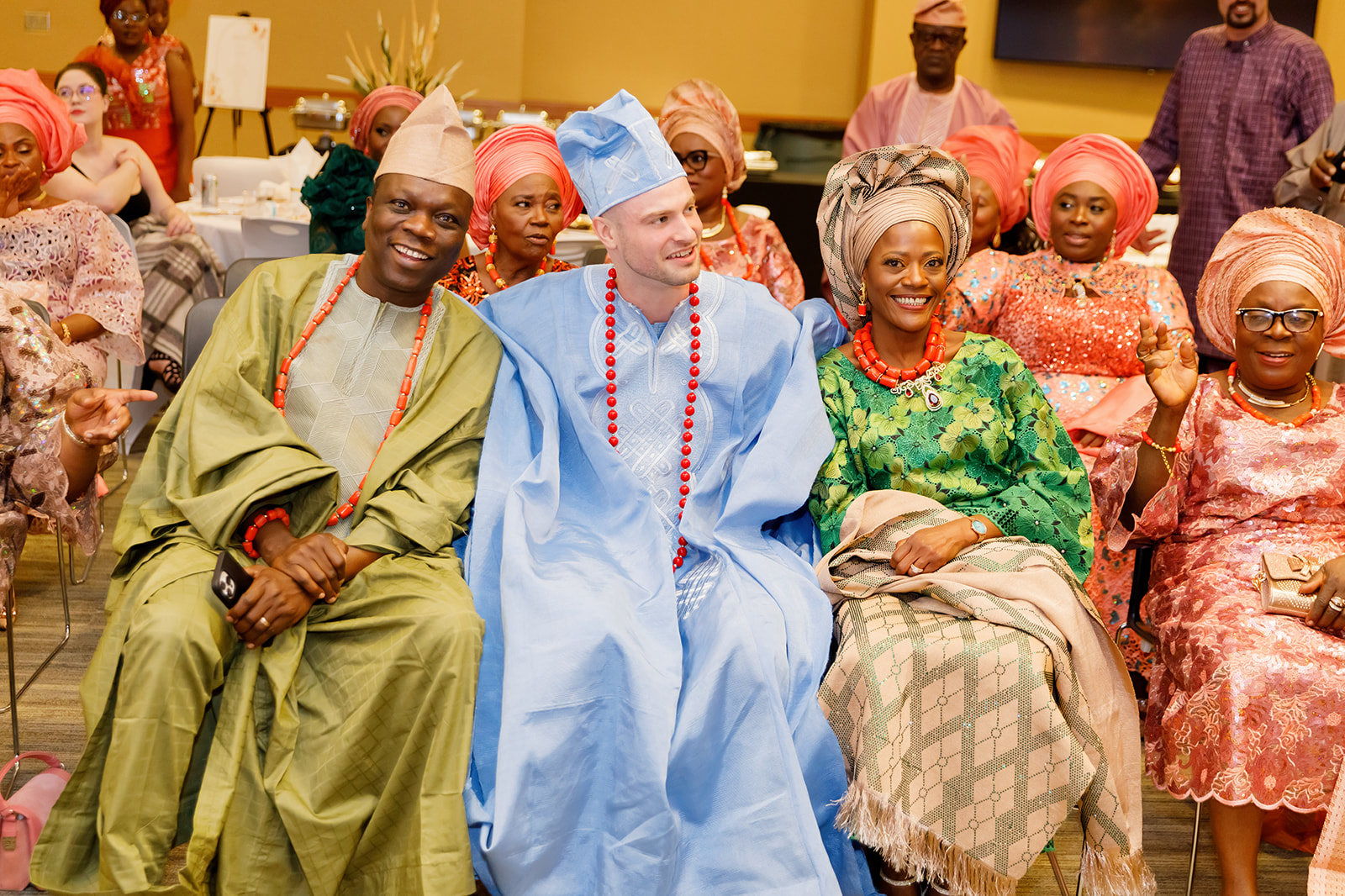 Groom with his family-in-law during Nigerian and American traditional wedding at Truhlsen Campus Events Center at UNMC
