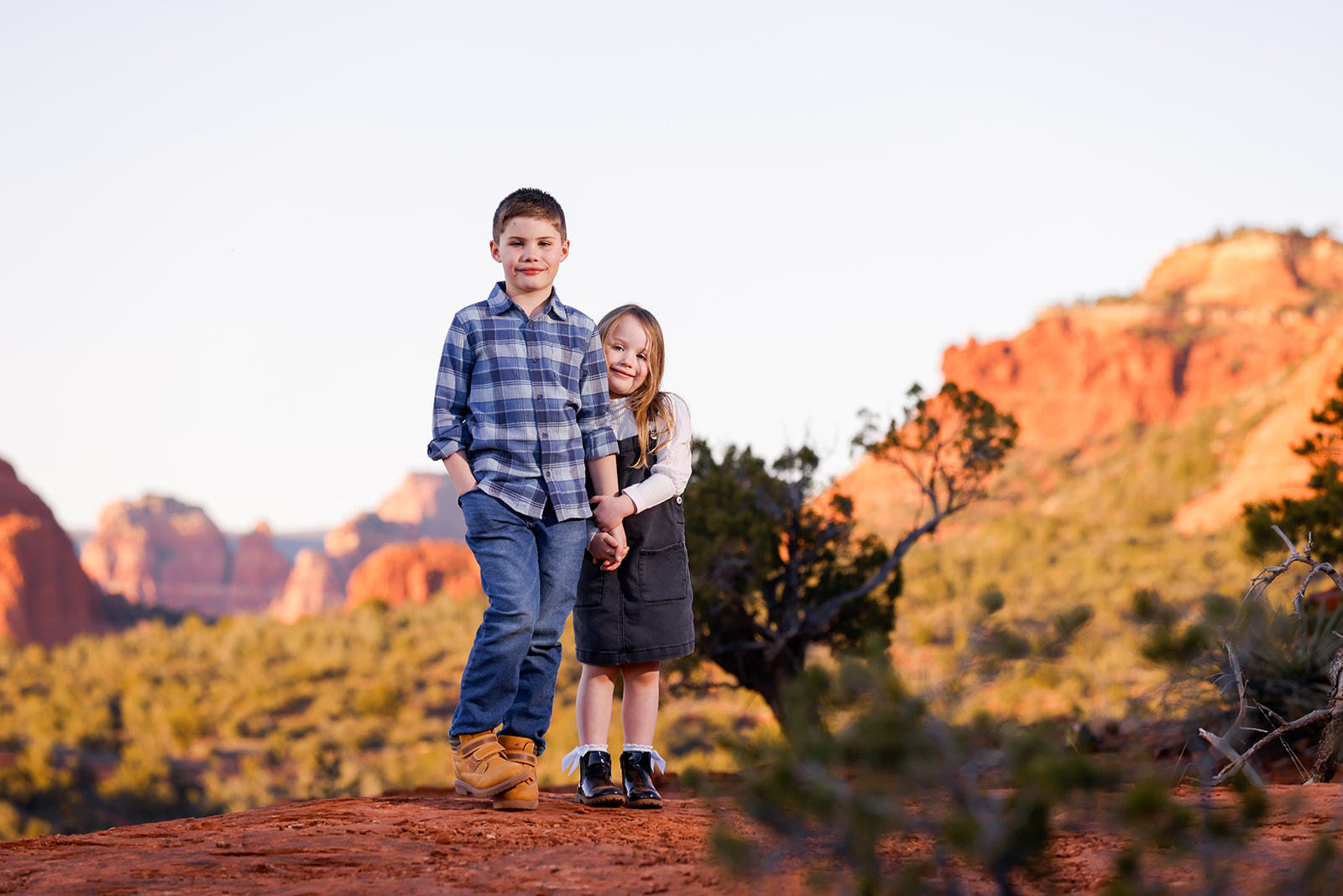 Sedona family kid portrait photographer, classic, fun, natural outdoor photo session in the red rocks of Arizona