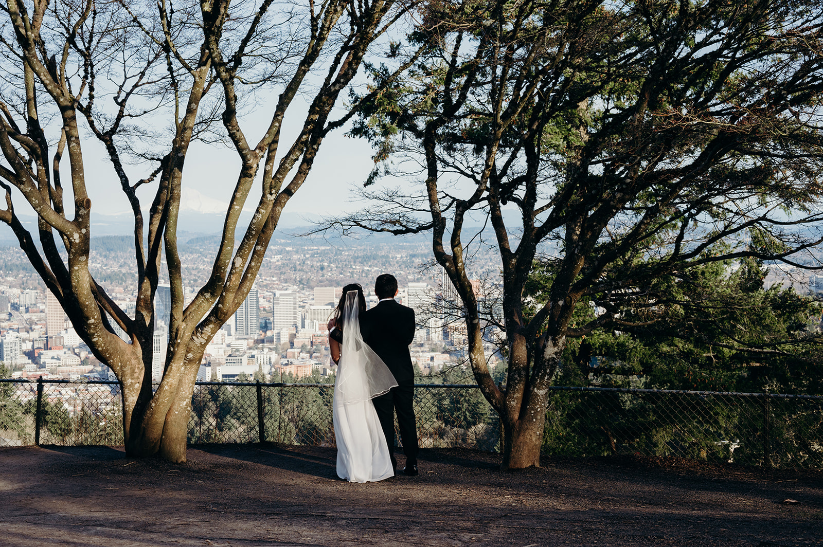 Pittock Mansion elopement with a view of the city of Portland