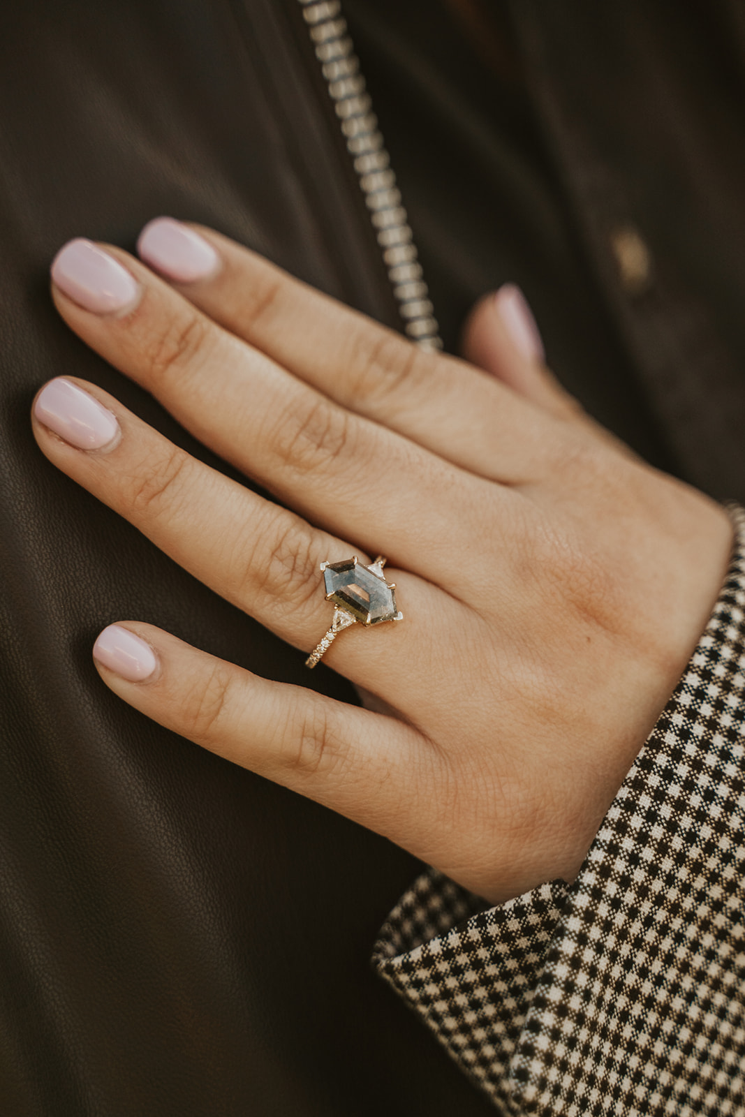 Close up shot of engagement ring