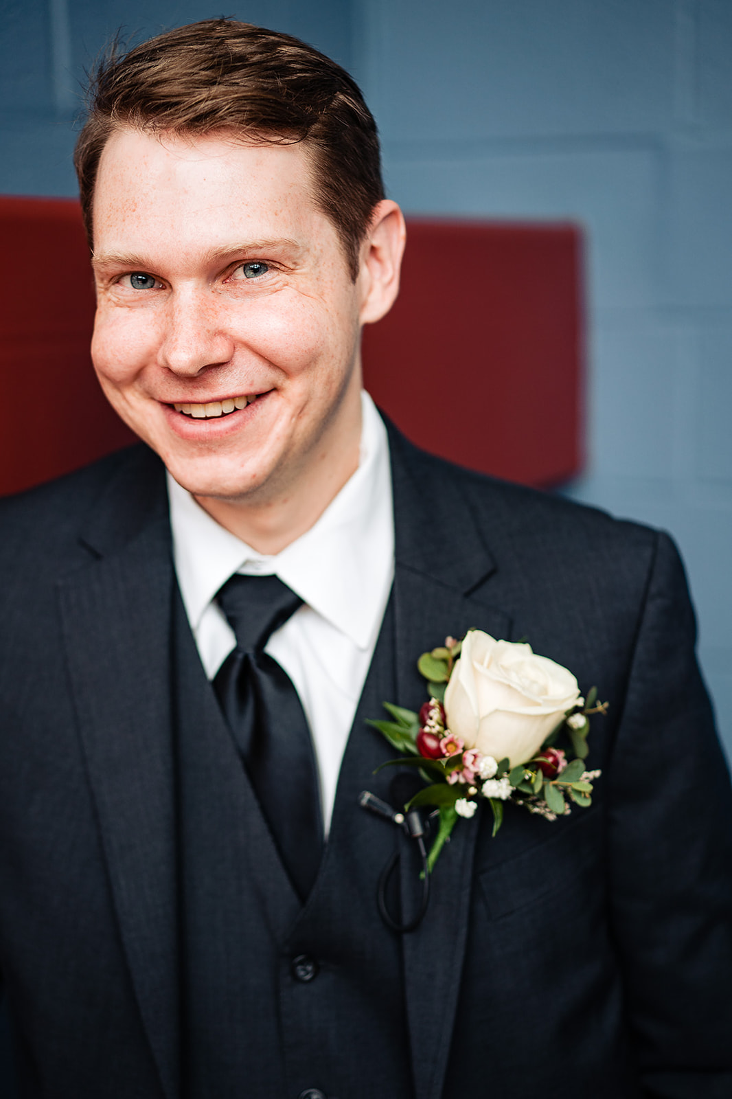 Portrait of groom at Artsquest Visitor Center