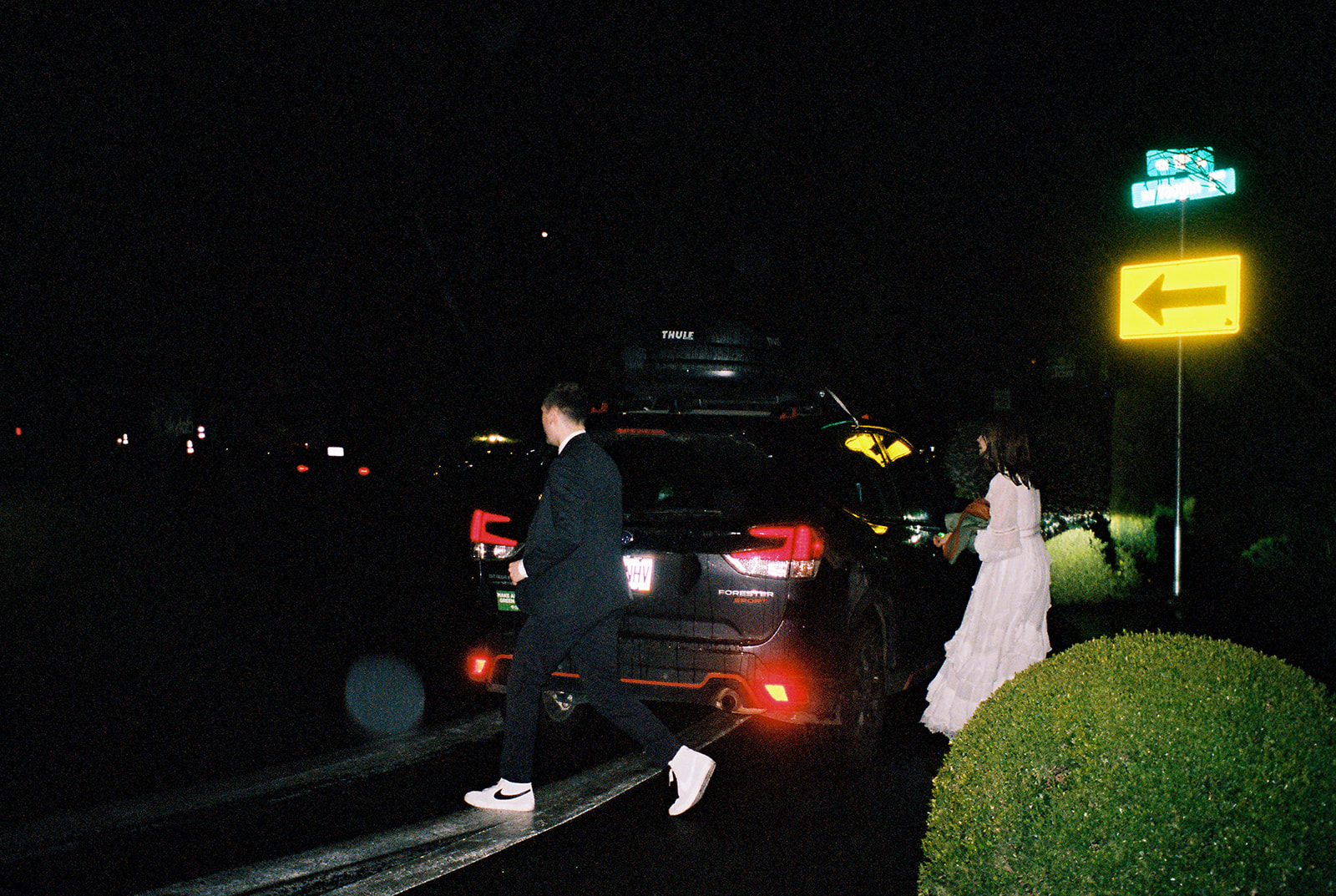 35mm film image of exit from Blockhouse PDX wedding