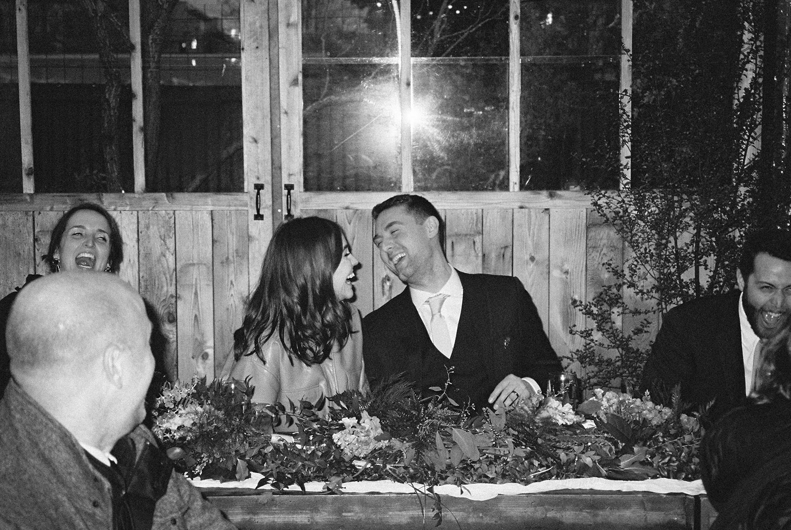 candid bw photography at reception in Portland