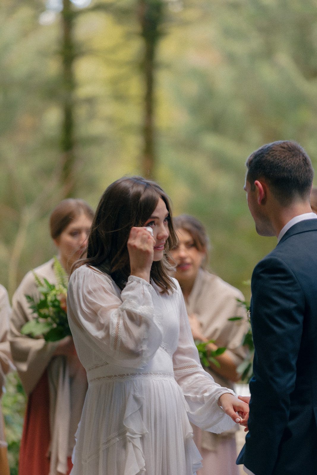 emotional bride during ceremony at Stevens Pavilion in Portland, Oregon