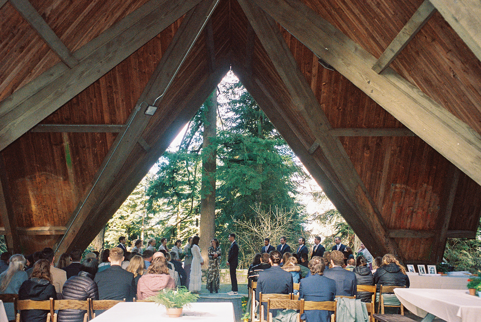 landscape view of ceremony at Stevens pavilion in Portland