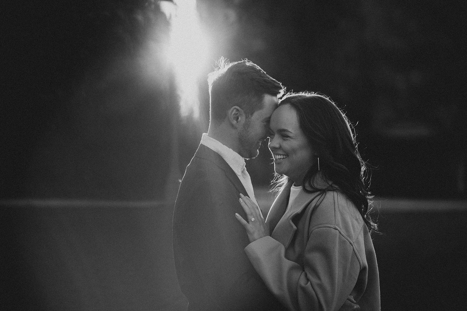 Engagement session at National Cathedral, showcasing the couple's authentic love story.