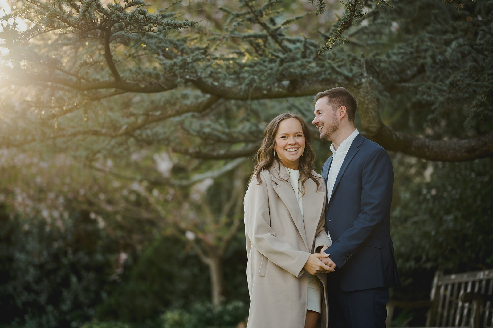 Unforgettable engagement session at the Bishop's Garden, capturing the couple's unique love story.
