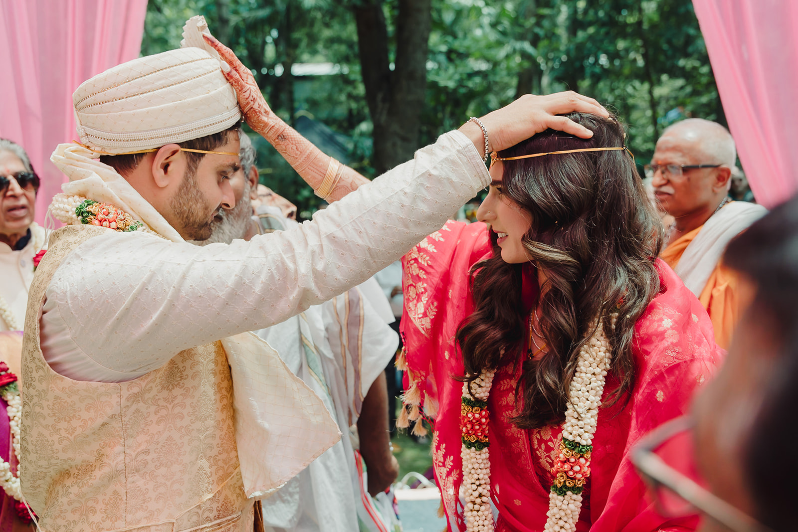 Bride and groom share a heartfelt ritual