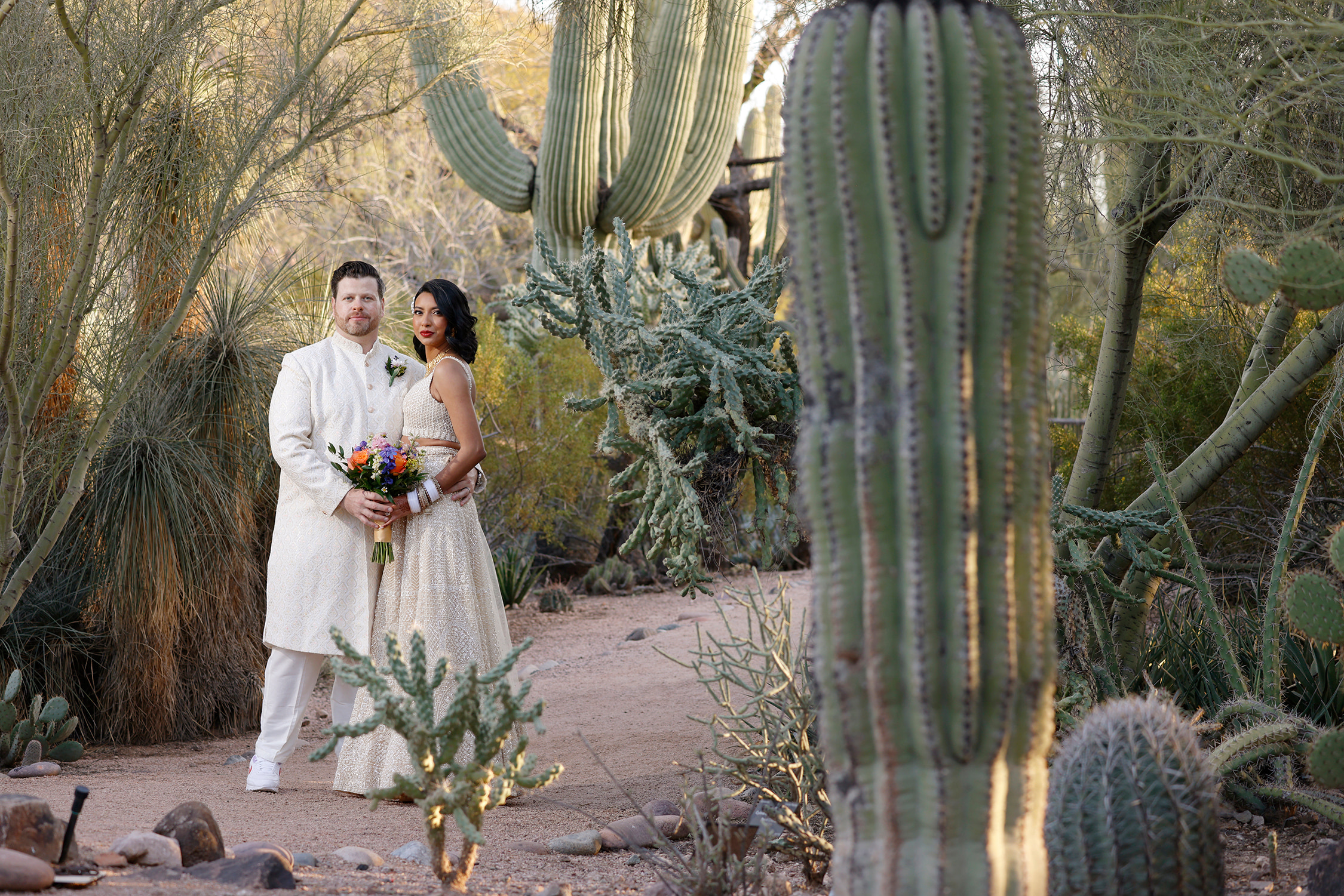Luxury destination Indian wedding at the Desert Botanical Garden in Phoenix, Arizona