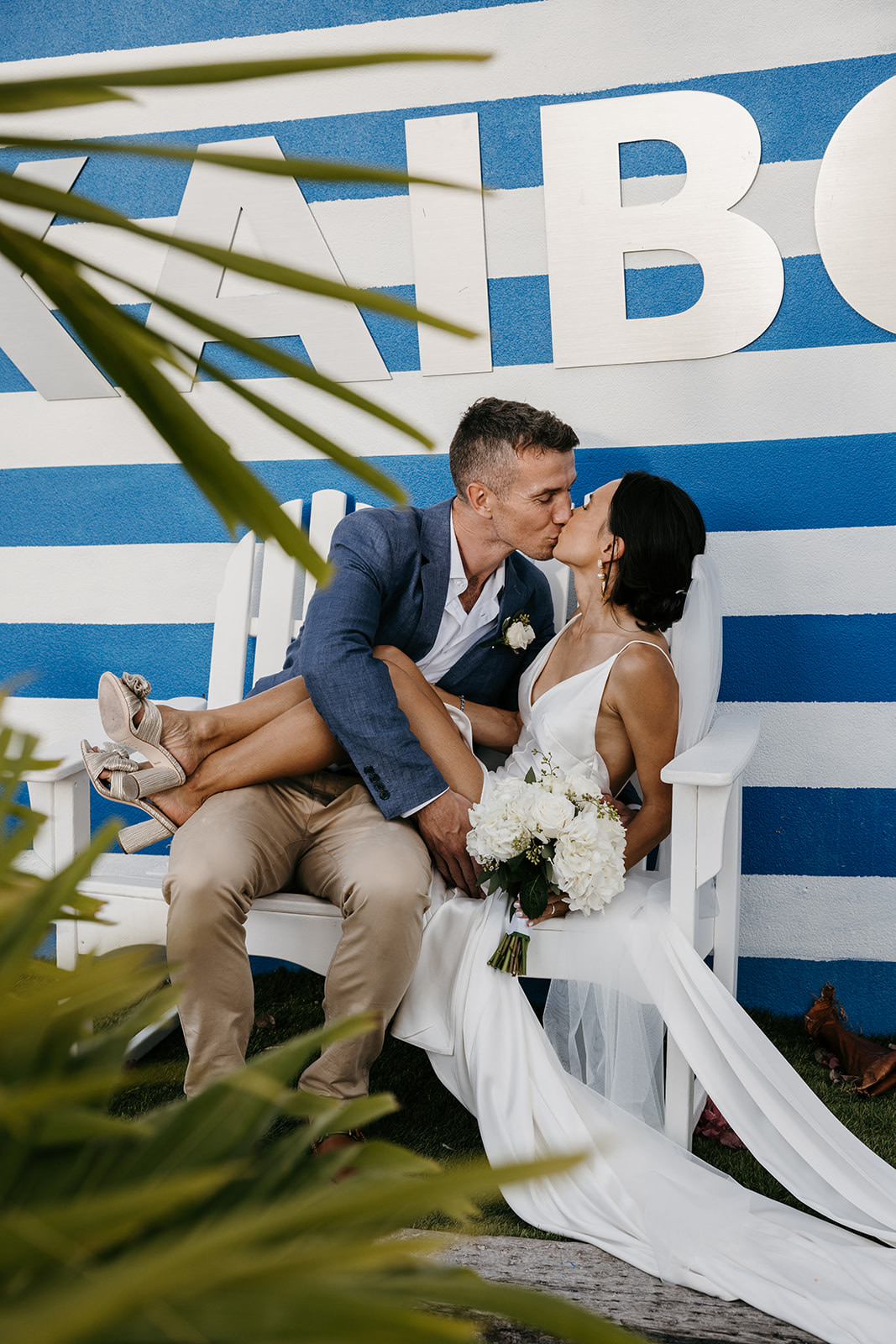 couple married in the cayman islands on white sandy beach