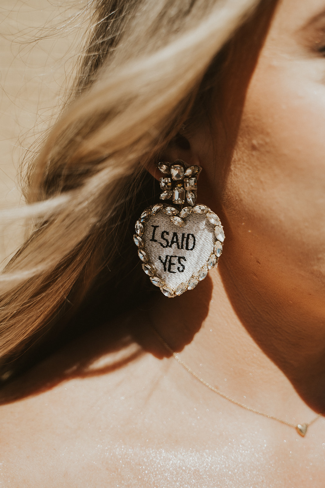 bride-to-be's "I said yes" earrings