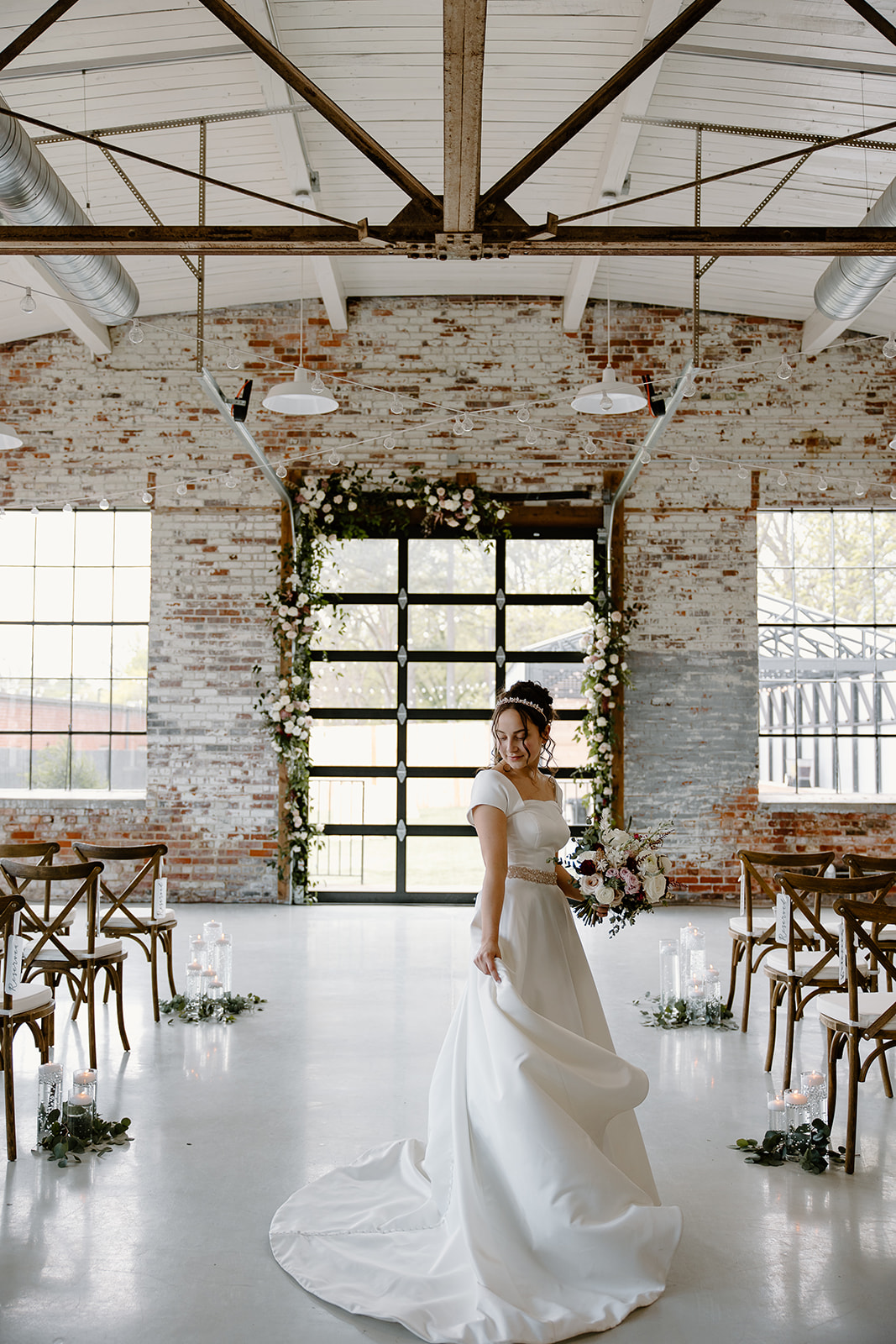 Bridal portraits The Graham Mill, a North Carolina wedding venue, captured by NC wedding photographers and videographers