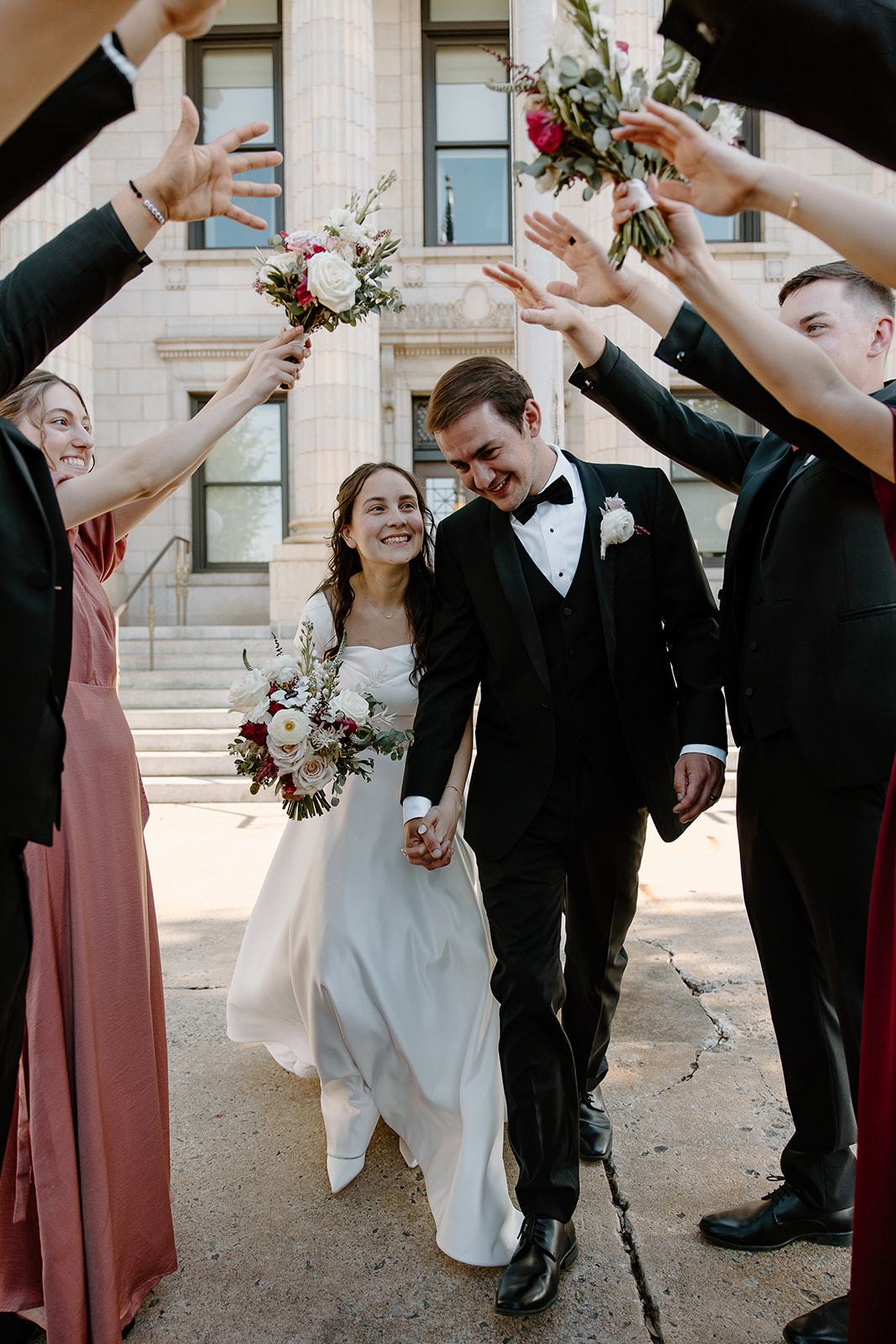 Courthouse bridal party photos near The Graham Mill in North Carolina by Raleigh Wedding Photographers and Videographers