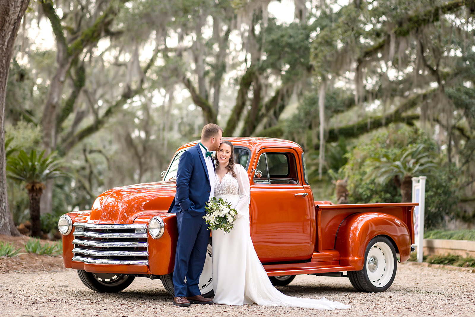 vintage truck wedding get away car