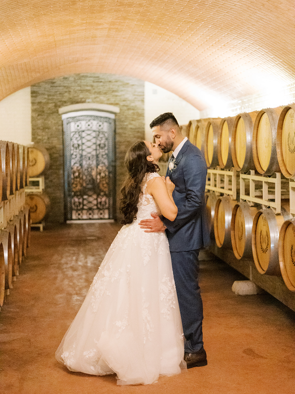 morais vineyard winery virginia bealeton wedding barrels of wine wine cellar pictures intimate photos bride and groom