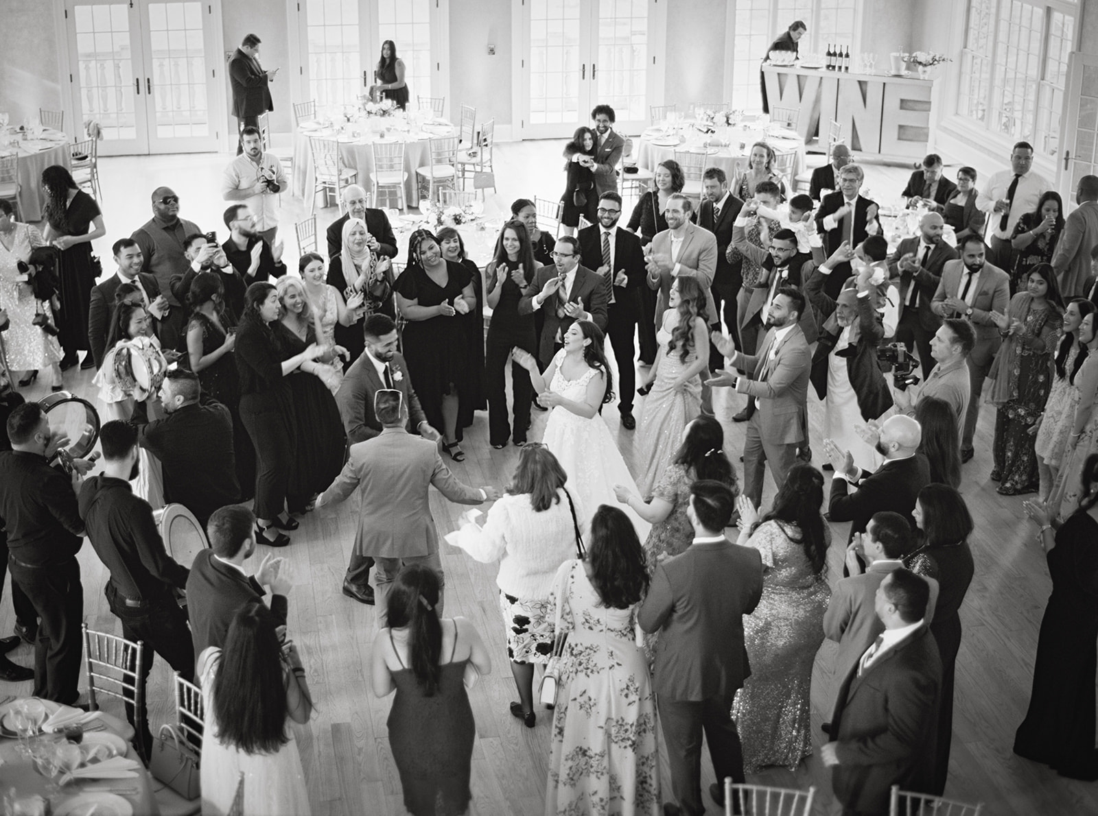 morais vineyard winery virginia bealeton wedding the palacio ballroom indoor reception party vibes live band entrance
