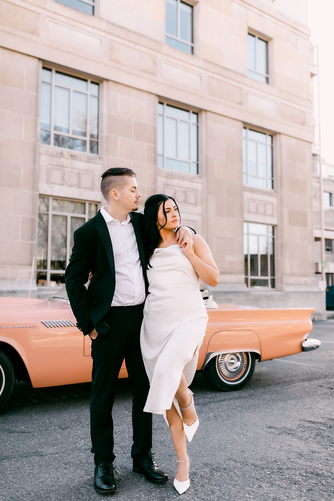 Vintage Classic Car Engagement Session in Downtown Boise, Idaho 