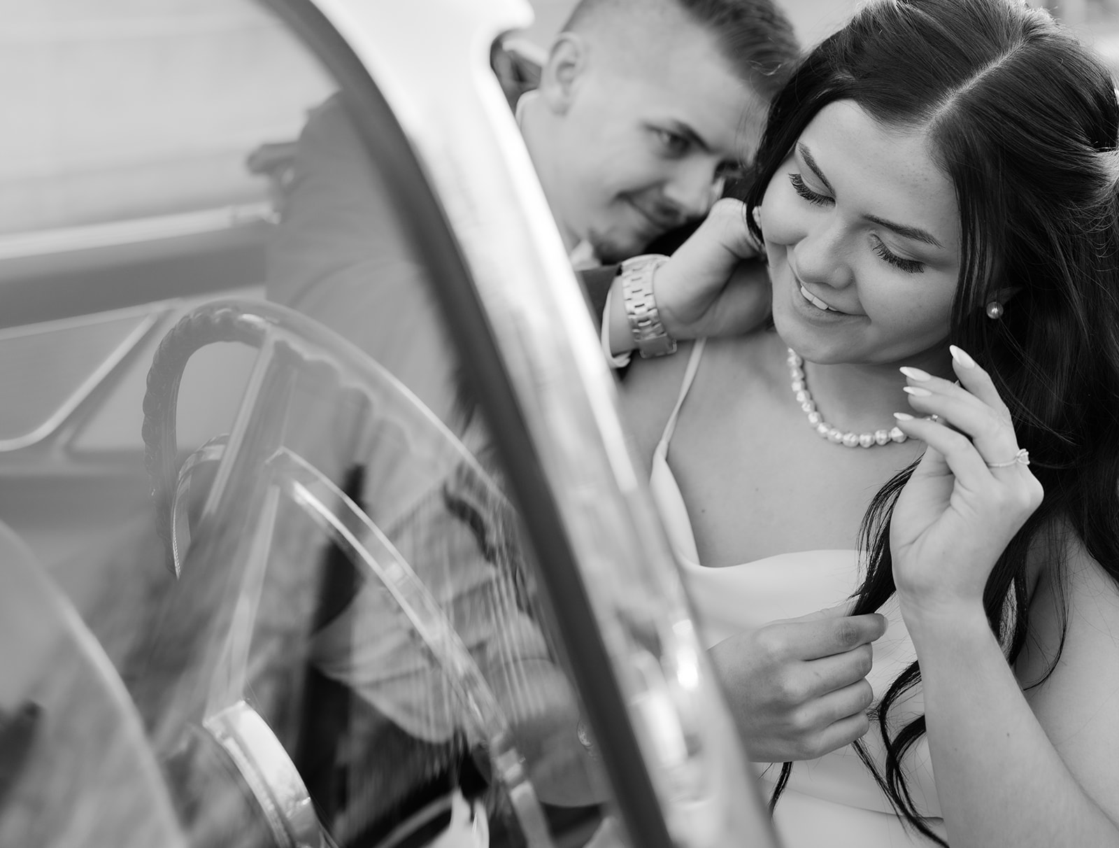 Vintage Classic Car Engagement Session in Downtown Boise, Idaho 